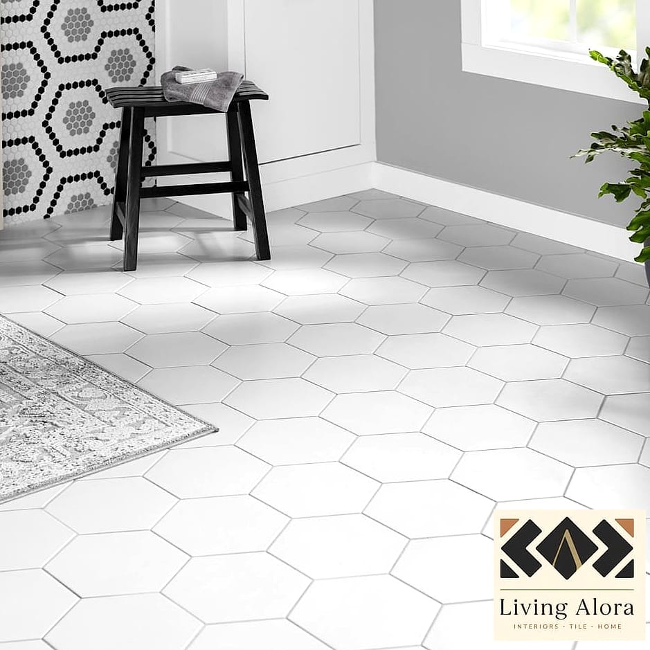 Hexagon White Floor Tile