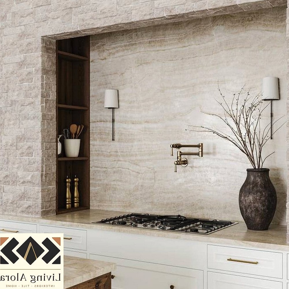 Honed Limestone in a Brick Pattern