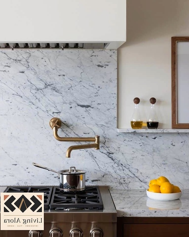 14 Marble Backsplash Ideas That Are Absolutely Worth It 12 Honed Marble Finish Backsplash