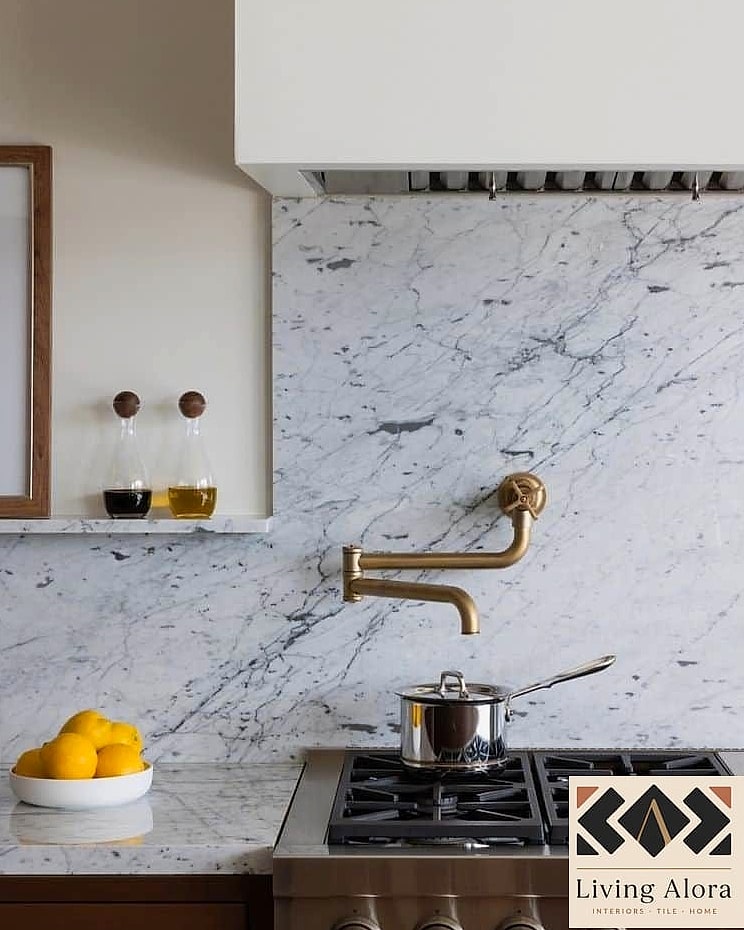 Honed Marble Finish Backsplash