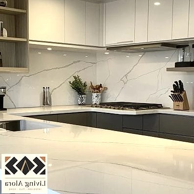 30 White Quartz Backsplash Ideas for Every Home Style and Budget 16 Large Format Quartz Tile