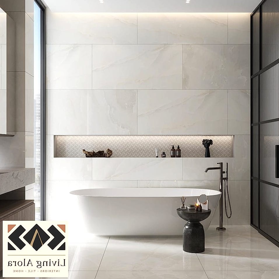 23 White Tile Ideas Perfect for Any Budget 4 Large Format White Porcelain Tile