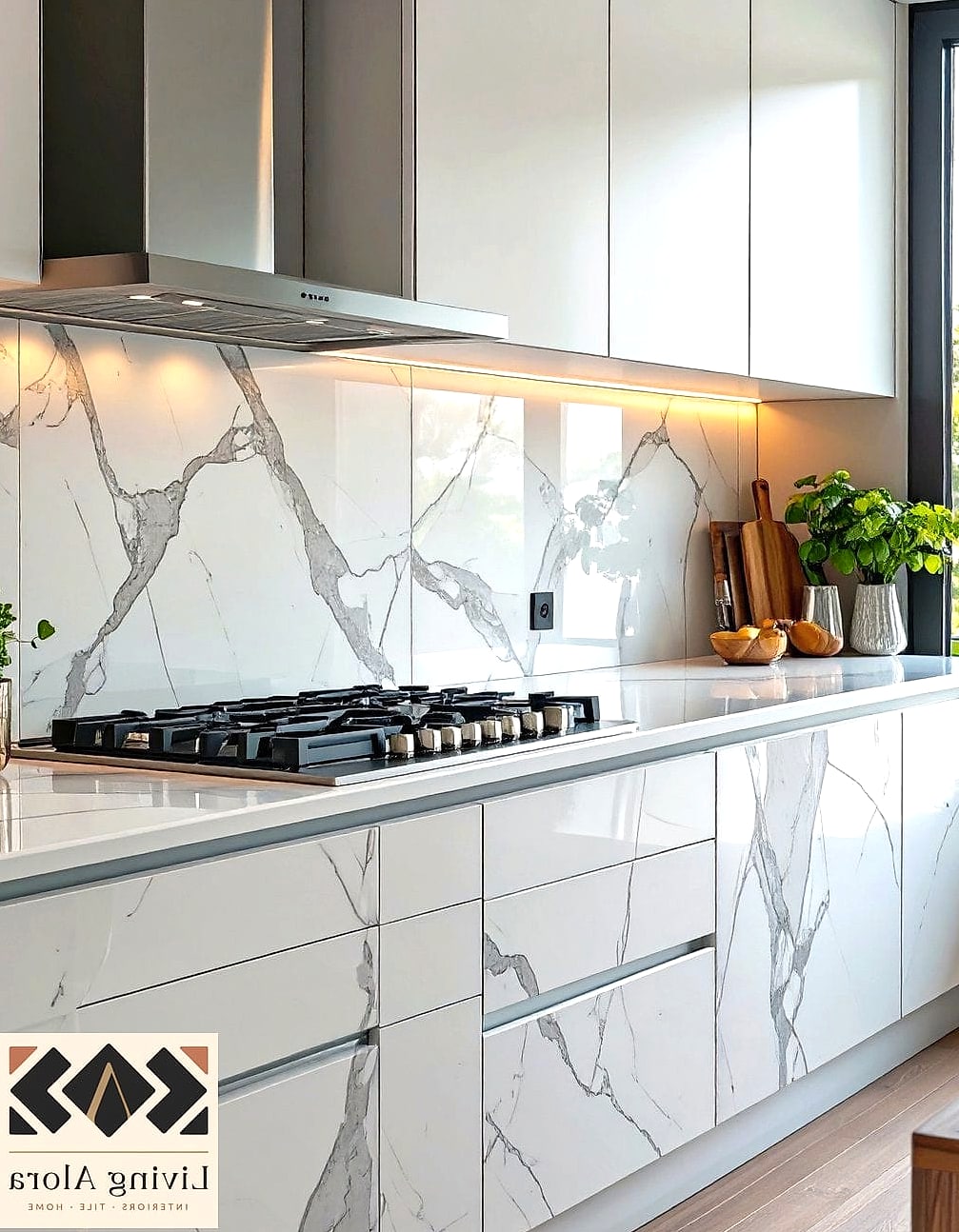 7 Easy to Clean Backsplash Ideas That Look Expensive But Aren't 2 Large-Format Porcelain Tile