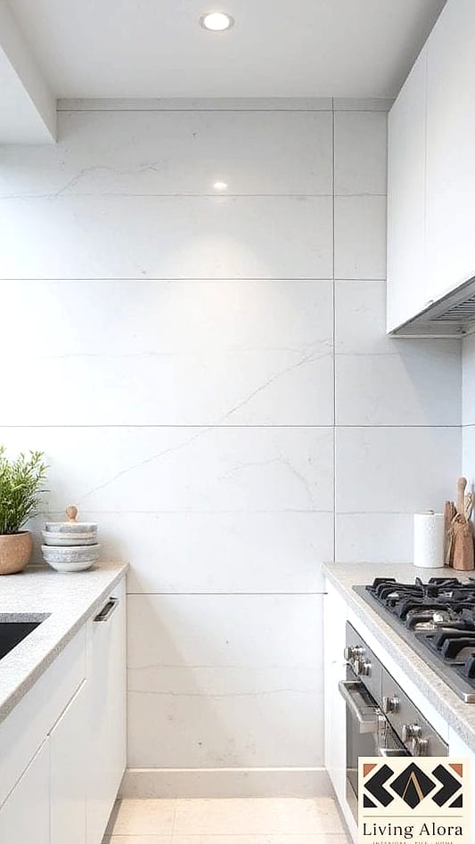 25 Glossy White Backsplash Ideas That Are Absolutely Worth It 6 Large Format Glossy Tile