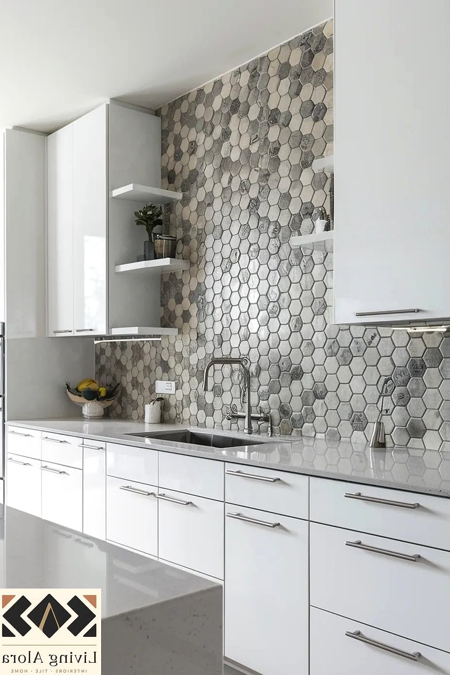 16 Backsplash for White Cabinets Ideas That Look Expensive But Aren't 6 Large Format Marble Slab Backsplash