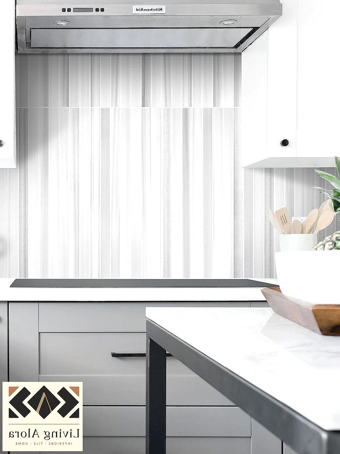 Large-Format Gray Tile with Minimal Grout Lines