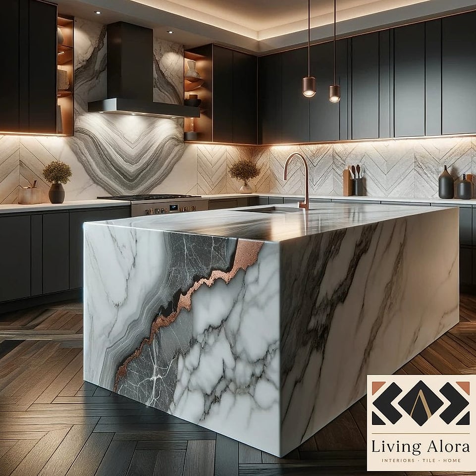 Large Tile for a Waterfall Kitchen Island