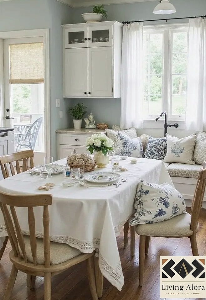 12 Beachy Kitchen Ideas That Will Transform Your Space 12 Layered Textiles and Linen Curtains