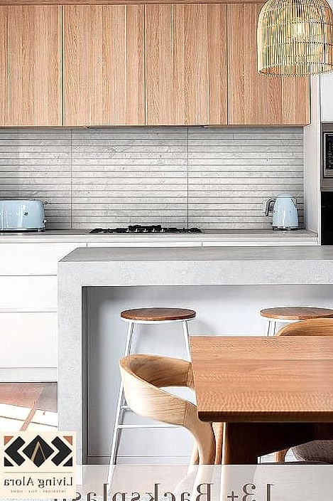 17 Modern Limestone Backsplash Ideas That Prove This Trend Is Here to Stay 12 Limestone Backsplash Behind Open Shelving