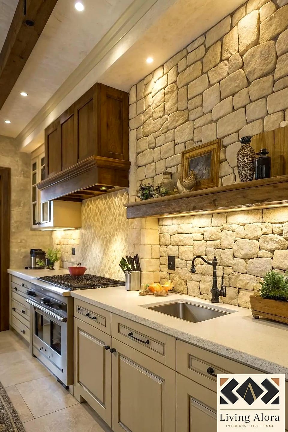 30 Stone Backsplash Ideas That Will Transform Your Space 28 Limestone Brick-Look Tile