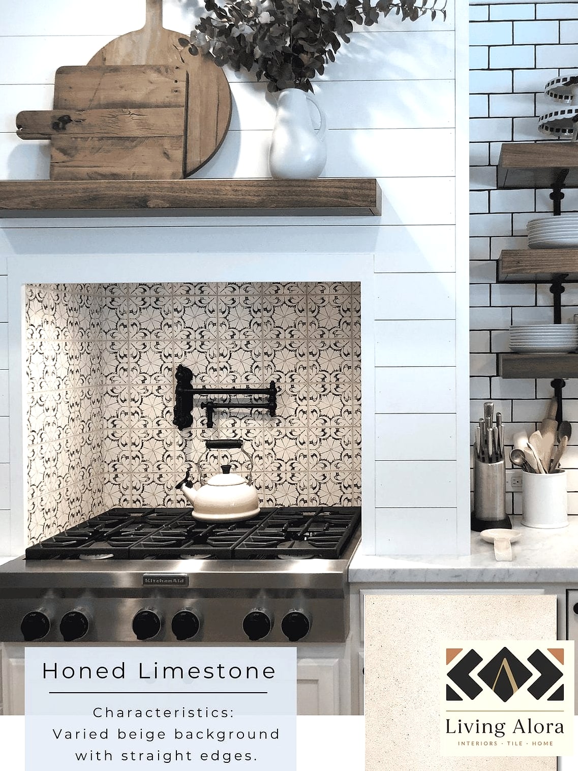 17 Modern Limestone Backsplash Ideas That Prove This Trend Is Here to Stay 17 Limestone with a Honed Finish in a Bathroom-Style Kitchen Backsplash