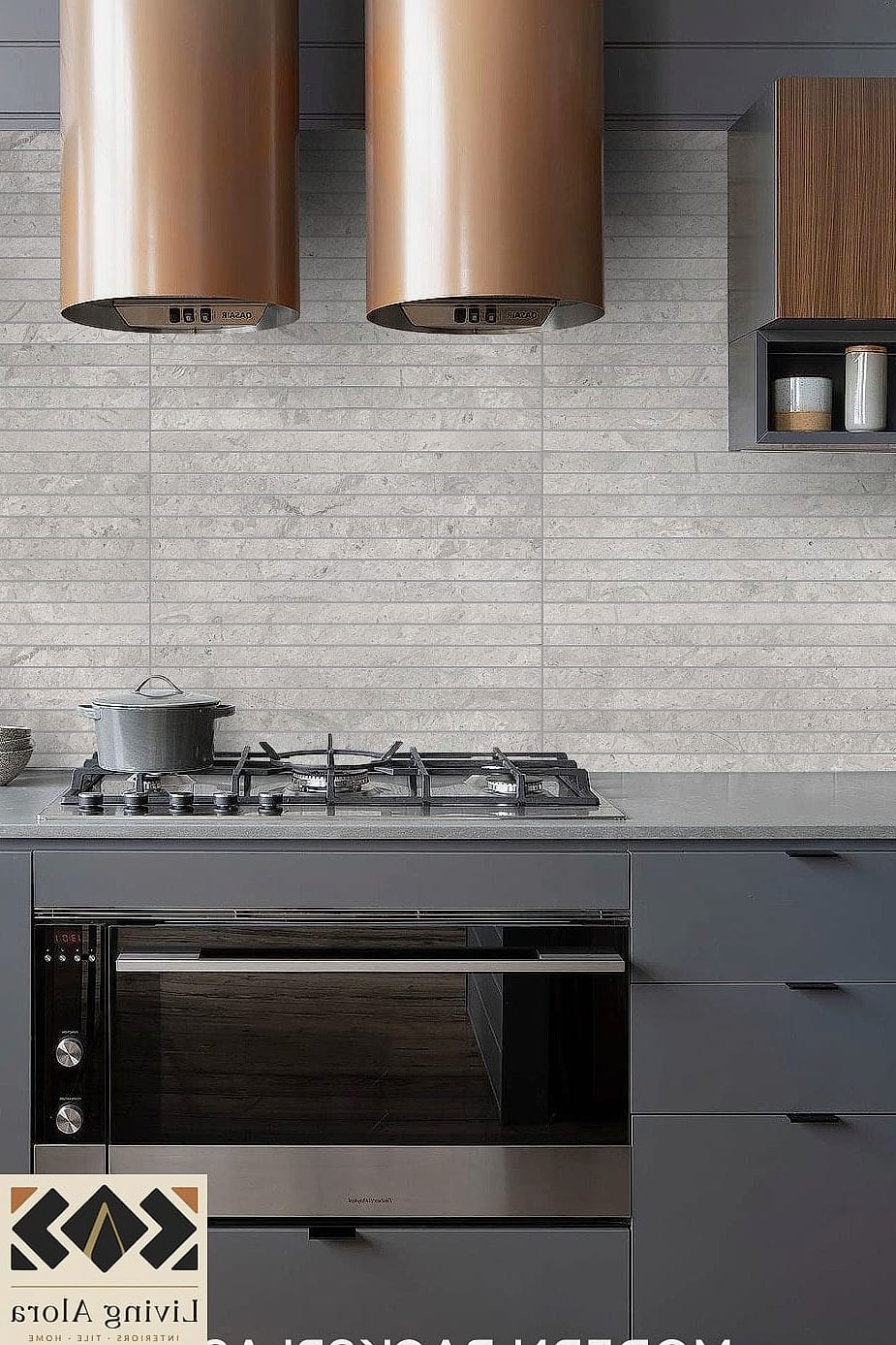 17 Modern Limestone Backsplash Ideas That Prove This Trend Is Here to Stay 11 Limestone Tile in a Grid Pattern