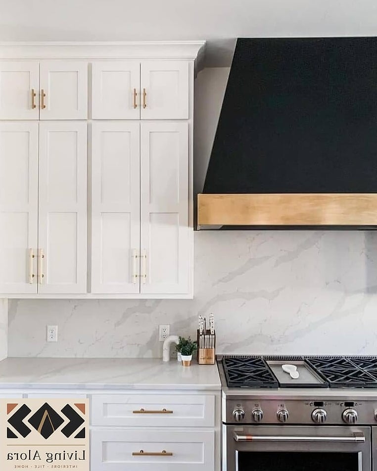 Marble Backsplash with a Marble Hood Surround