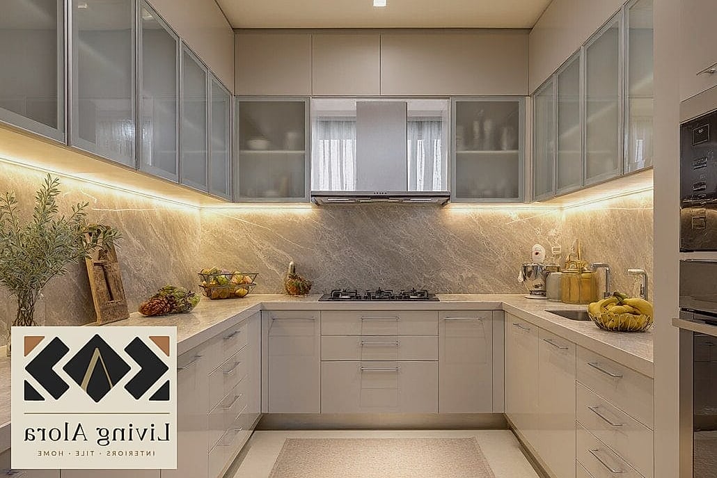 Marble Backsplash with Under-Cabinet Lighting