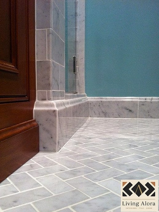 11 Marble Bathroom Ideas That Work in Any Size Home 7 Marble Baseboard Trim