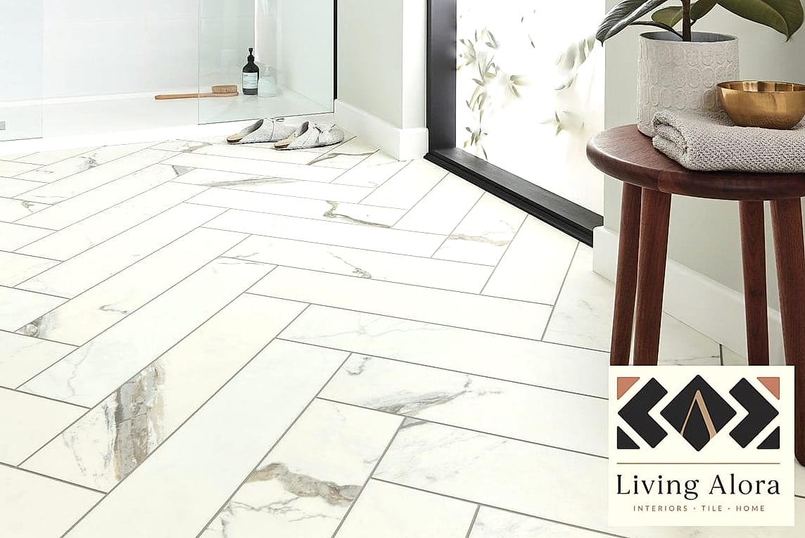 11 Marble Bathroom Ideas That Work in Any Size Home 2 Marble Herringbone Floor Tile