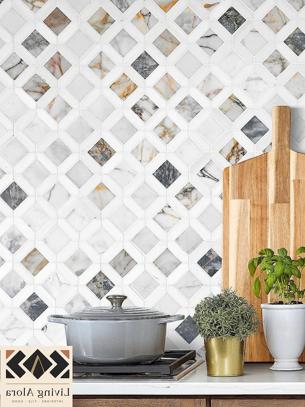 17 Honeycomb Backsplash Ideas That Look Expensive But Aren't 4 Marble-Look Porcelain Honeycomb Tile