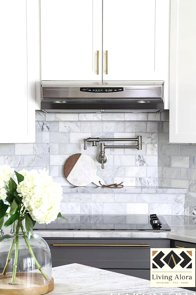 Marble-Look Porcelain Slab Backsplash