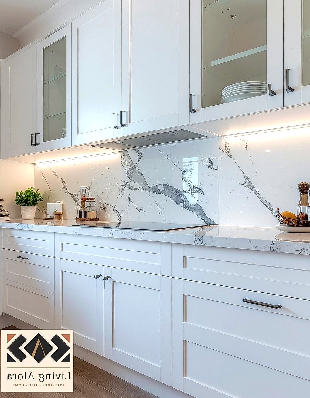 Marble Mosaic in Fan or Scallop Pattern