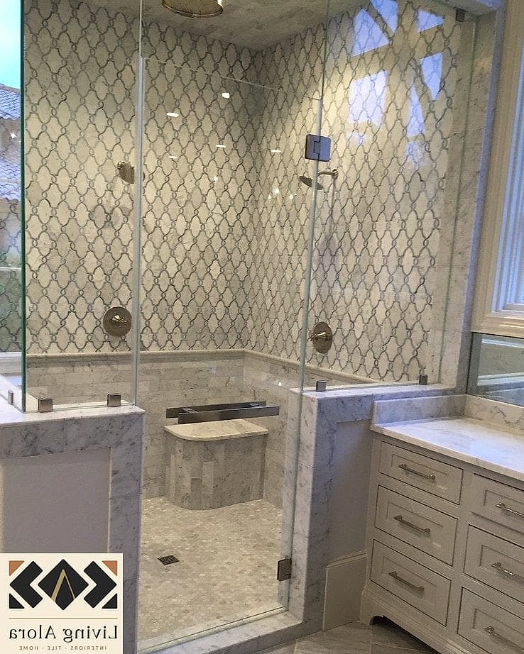 11 Marble Bathroom Ideas That Work in Any Size Home 4 Marble Mosaic Shower Floor