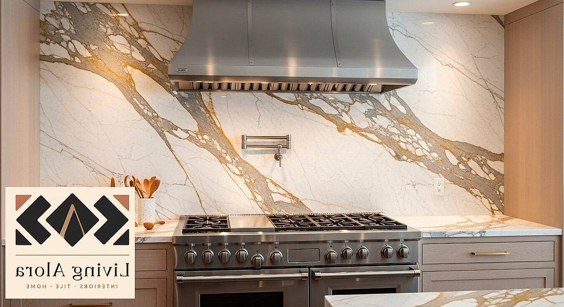 14 Marble Backsplash Ideas That Are Absolutely Worth It 13 Marble Slab Behind a Range Hood Only