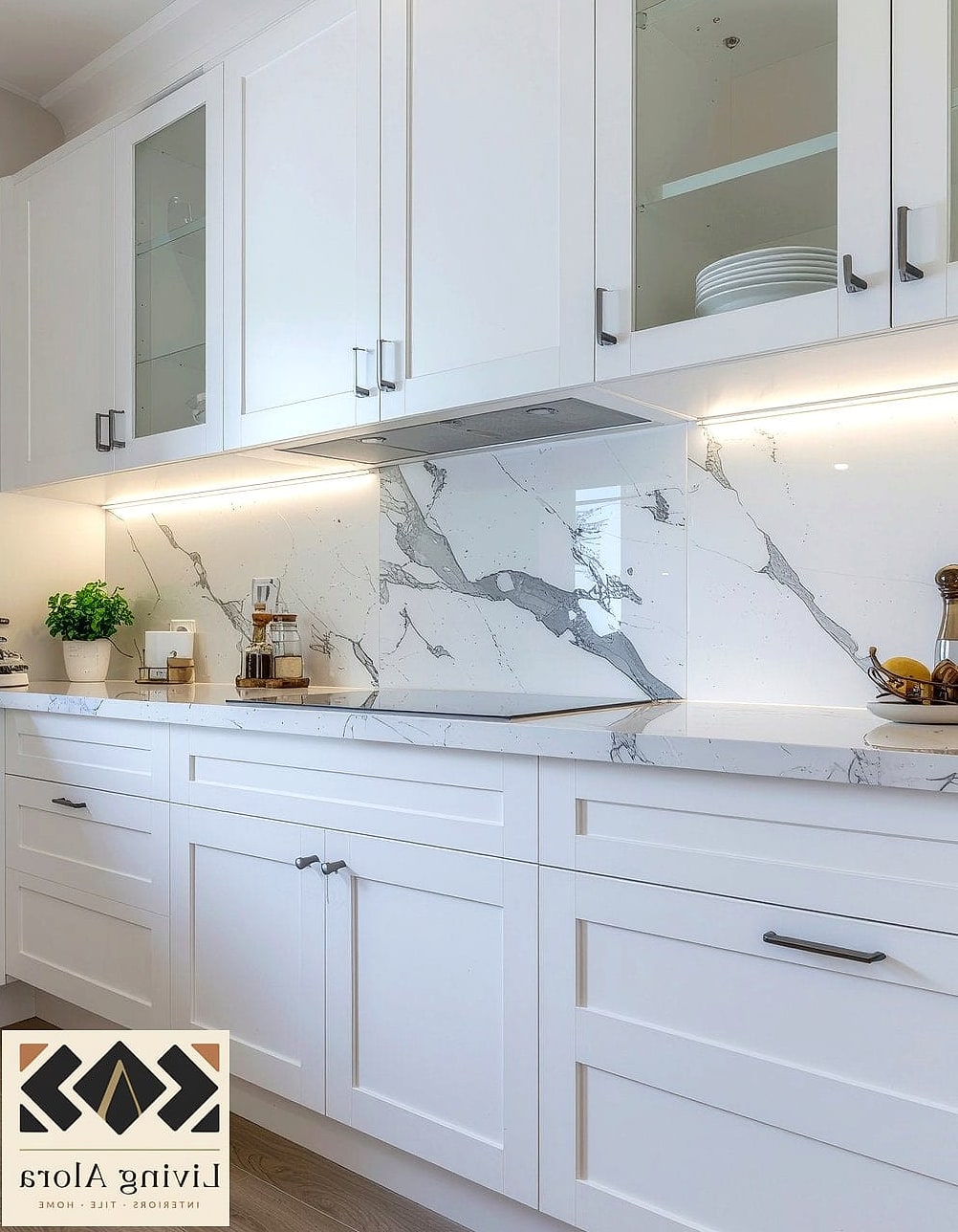Marble Slab in a Small Galley Kitchen