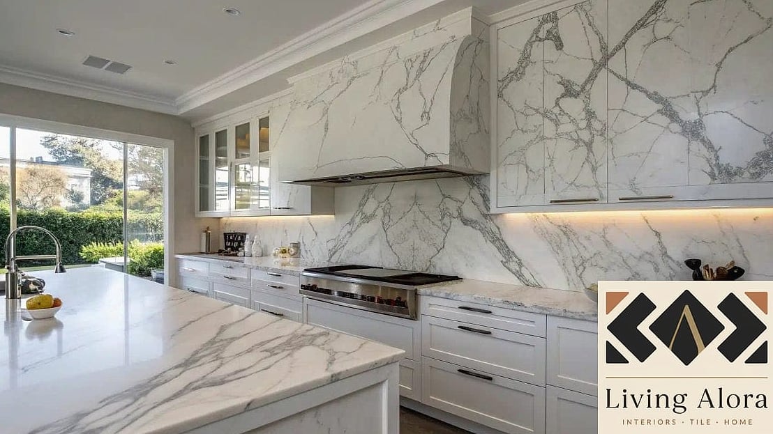 Marble Slab Extending to the Ceiling