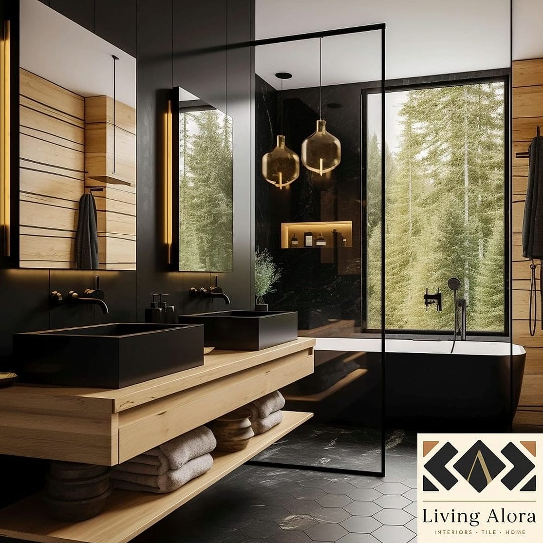 Matte Black Fixtures Against Warm Tones