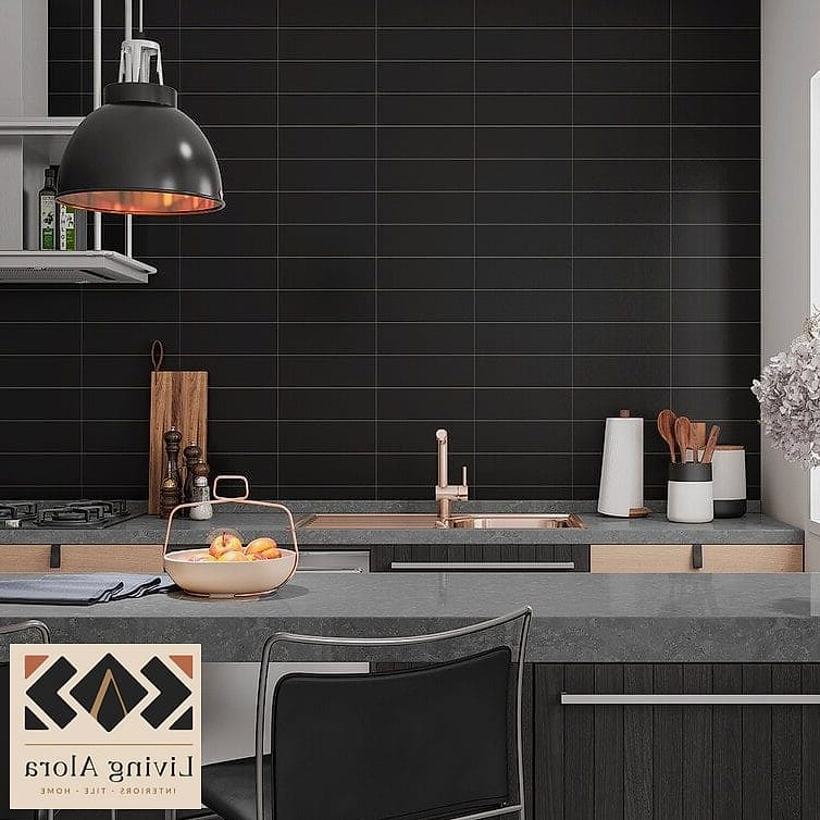 18 Modern Backsplash Ideas That Designers Keep Coming Back To 13 Matte Black Tile for Contrast