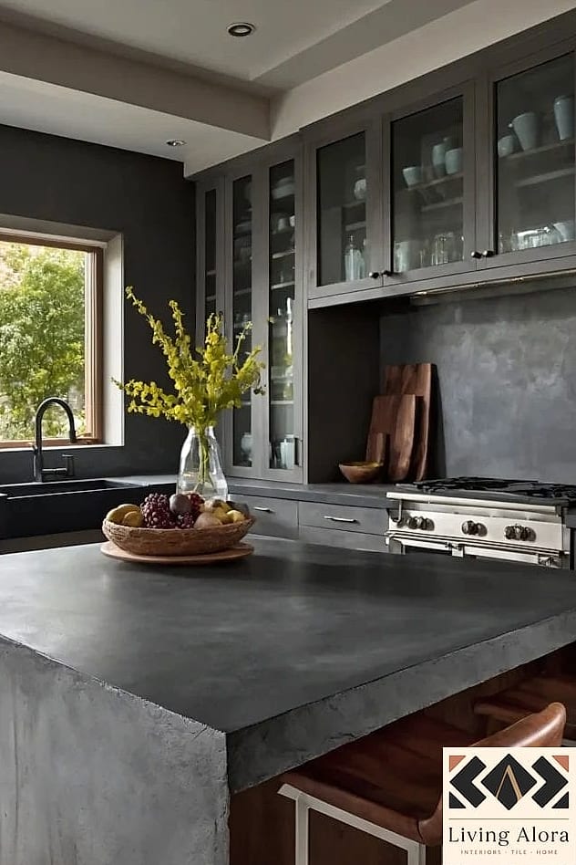 11 Matte Kitchen Ideas That Are Absolutely Worth It 10 Matte Concrete-Look Countertops