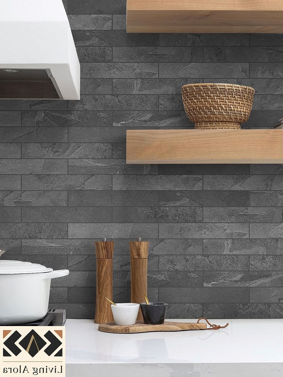 15 Gray Backsplash Ideas You Haven't Seen Before 8 Matte Slate Gray Vertical Stack