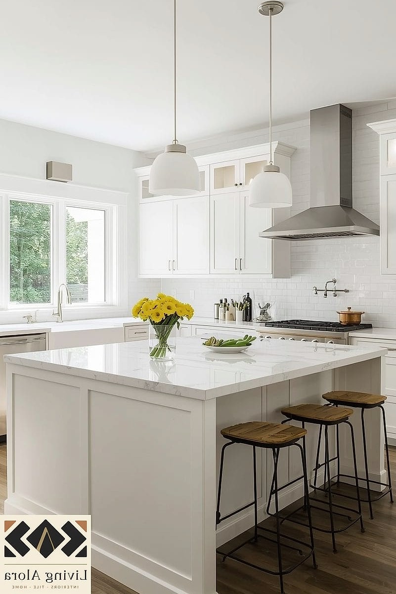 23 Matte White Kitchen Ideas That Are Absolutely Worth It 6 Matte White Kitchen Island