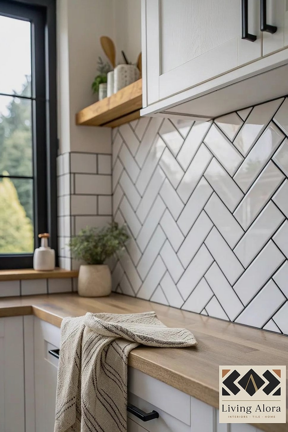 23 Matte White Kitchen Ideas That Are Absolutely Worth It 8 Matte White Herringbone Backsplash