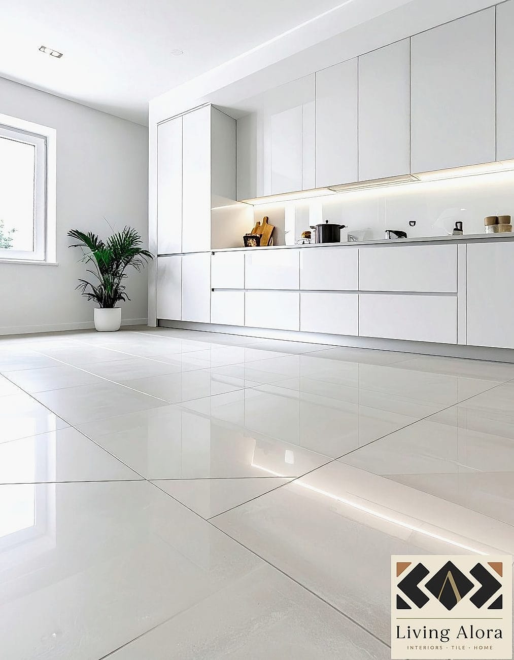 23 Matte White Kitchen Ideas That Are Absolutely Worth It 15 Matte White Ceramic Tile Flooring