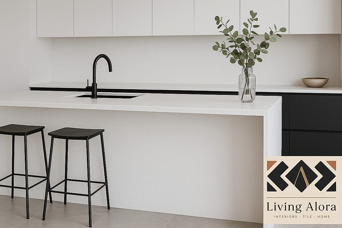 23 Matte White Kitchen Ideas That Are Absolutely Worth It 17 Matte White Countertop with Waterfall Edge