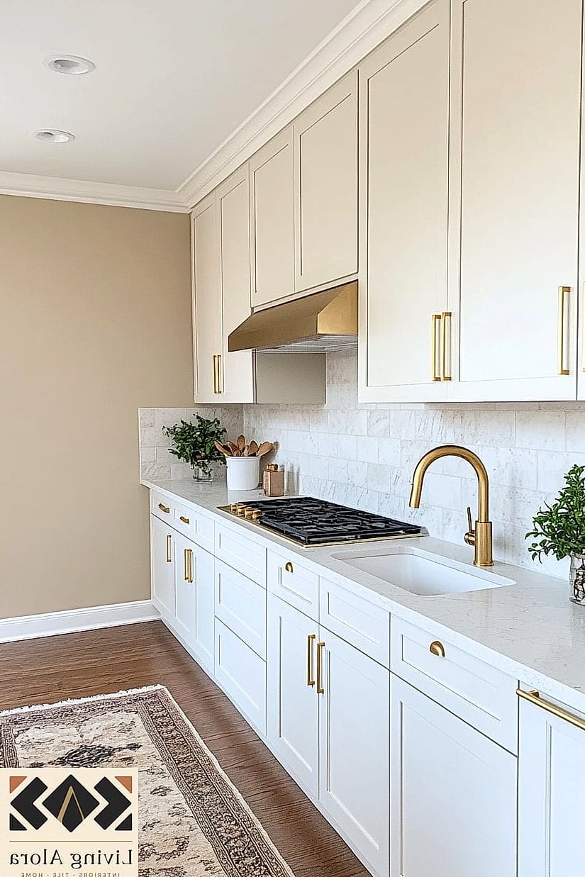23 Matte White Kitchen Ideas That Are Absolutely Worth It 22 Matte White Kitchen with Warm Neutral Accents