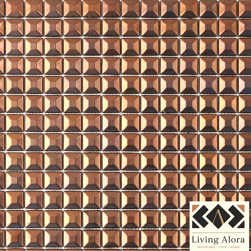 25 Square Mosaic Tile Ideas Perfect for Any Budget 11 Metallic Copper Mosaic Accent Strip