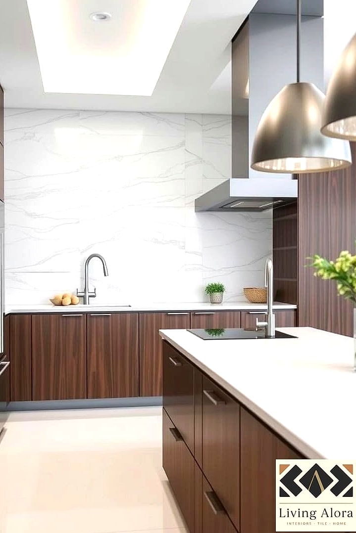 16 Modern Backsplash Ideas That Work in Any Size Home 17 Minimalist Slab Backsplash in Neutral Tones