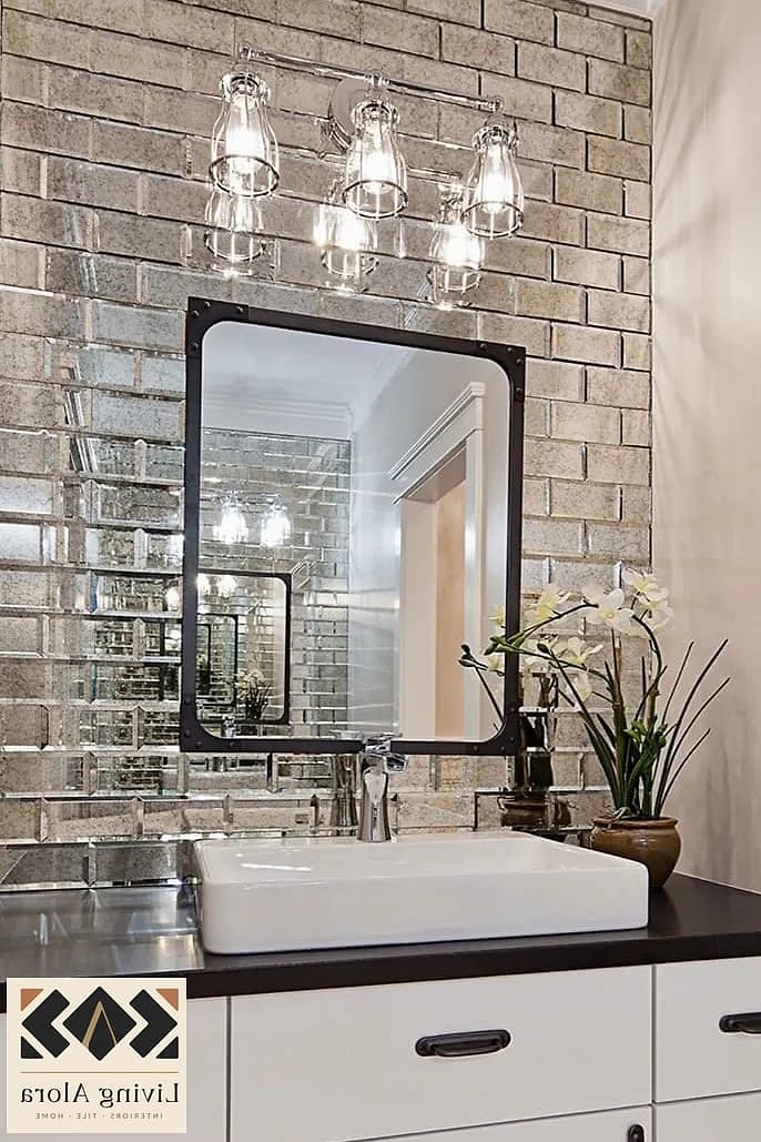 11 Bathroom Backsplash Ideas You Haven't Seen Before 7 Mirror-Backed Glass Tile