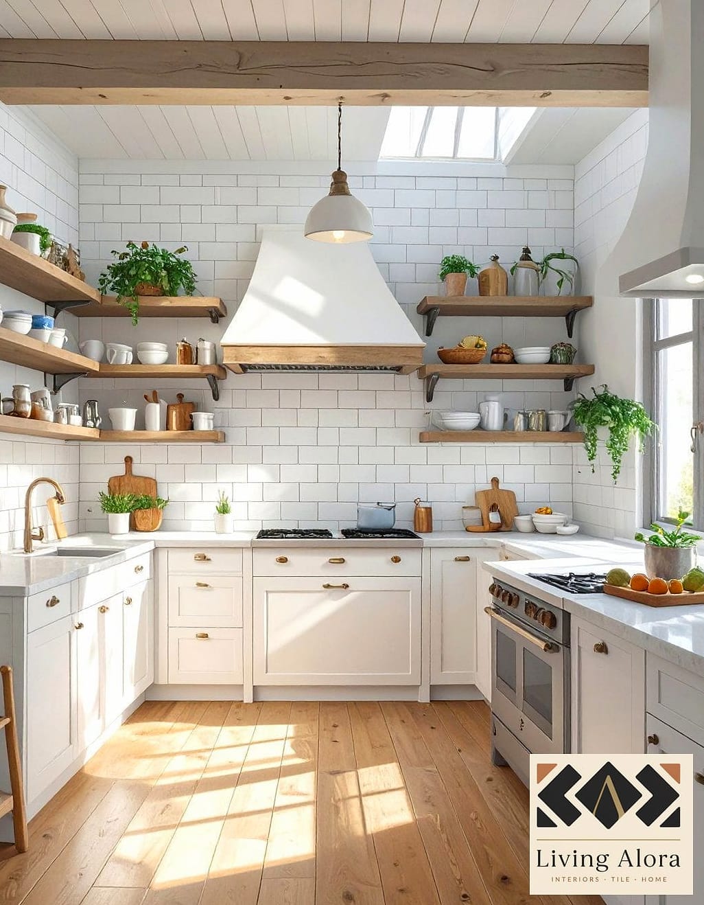 17 Ceiling Height Backsplash Ideas From Homes We Absolutely Love 18 Mixed Material Wall With Wood Shelf Break