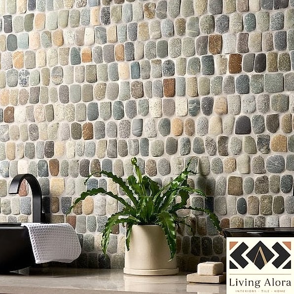 Mixed-Material Mosaic for an Eclectic Kitchen Backsplash