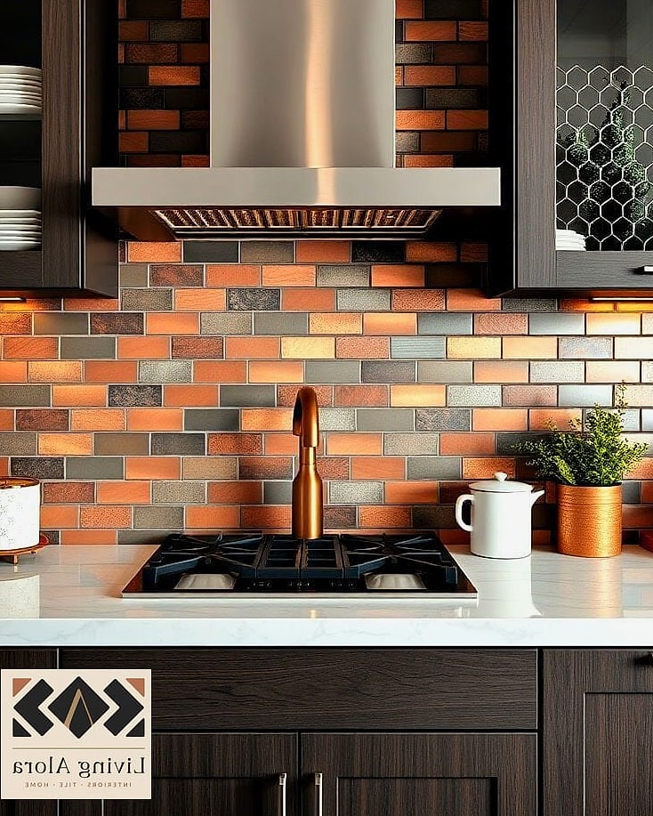 10 Modern Backsplash Ideas Worth Stealing From Interior Designers 5 Mixed Metal Mosaic Accents