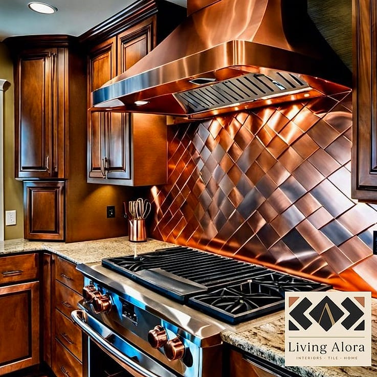 13 Copper Backsplash Ideas From Homes We Absolutely Love 14 Mixed Metal Copper Backsplash