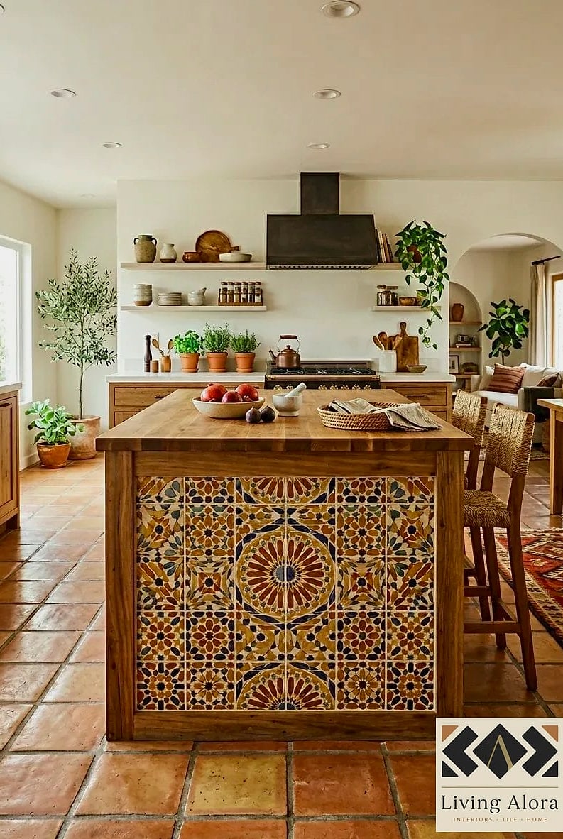 17 Moroccan Tile Ideas for Every Home Style and Budget 7 Moroccan Tile Kitchen Island Wrap