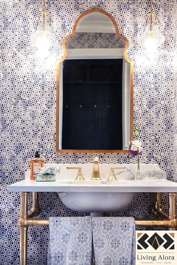 17 Moroccan Tile Ideas for Every Home Style and Budget 13 Moroccan Tile Powder Room Wraparound