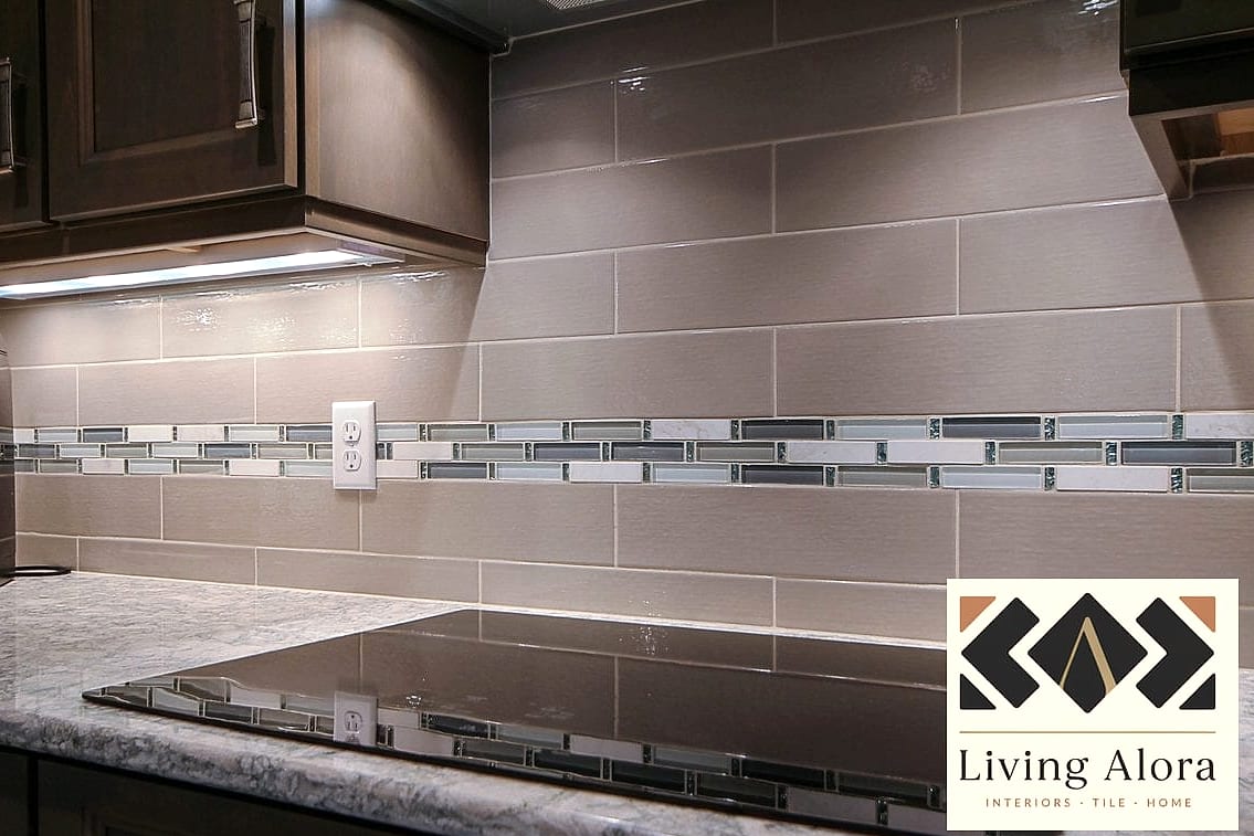 Mosaic Accent Strip in an Otherwise Simple Kitchen