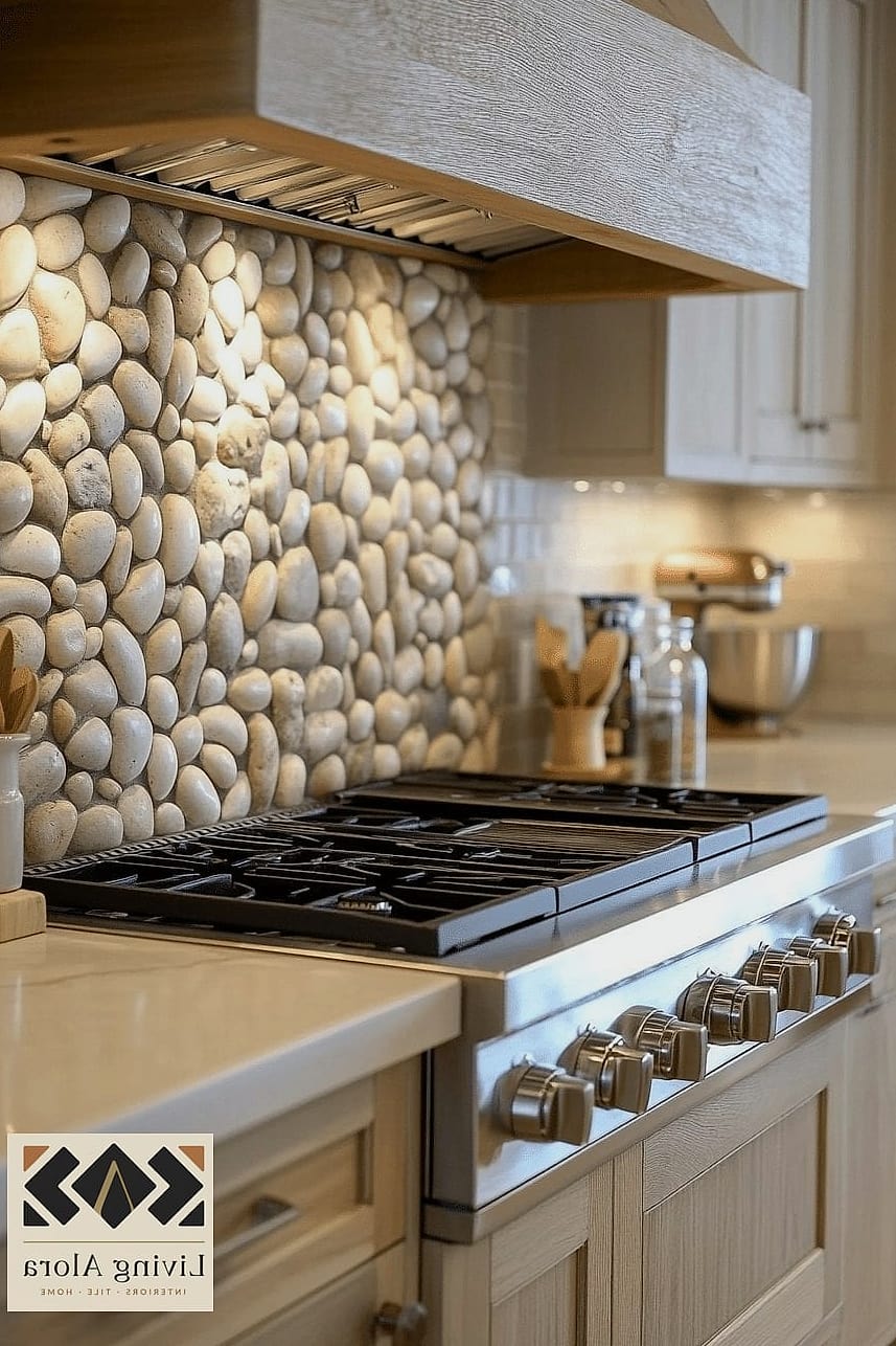 30 Stone Backsplash Ideas That Will Transform Your Space 6 Mosaic Pebble Stone Tile