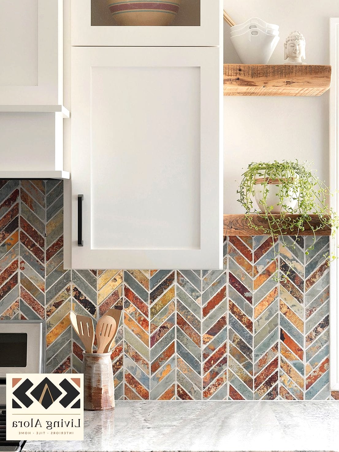 Multi-Colored Chevron for Eclectic Kitchens