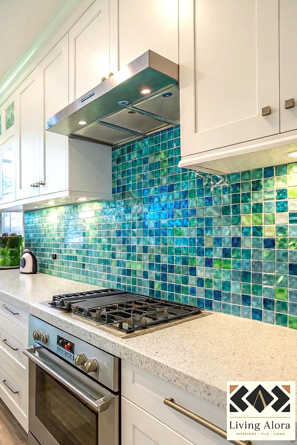 25 Colorful Glass Backsplash Ideas That Maximize Style and Function 11 Multicolor Glass Mosaic Backsplash
