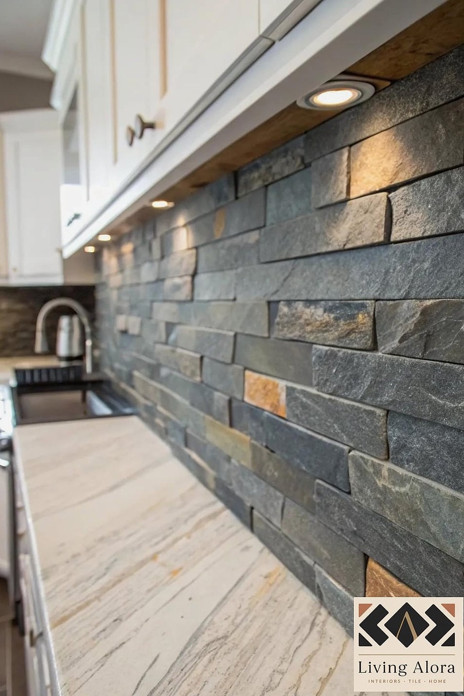 30 Stone Backsplash Ideas That Will Transform Your Space 23 Natural Cleft Slate Backsplash